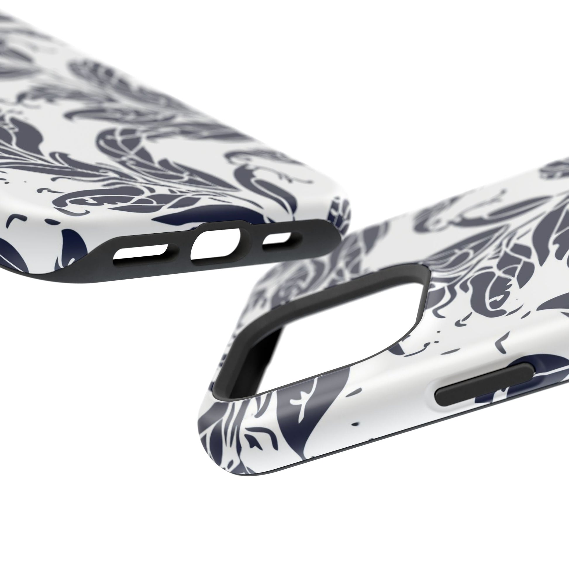 Floral Vine Magnetic Impact Phone Case — Navy Botanical Protective Cover - DIGITAL X