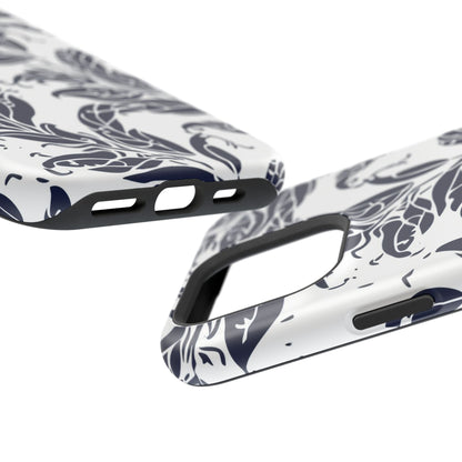 Floral Vine Magnetic Impact Phone Case — Navy Botanical Protective Cover - DIGITAL X