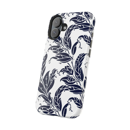 Floral Vine Magnetic Impact Phone Case — Navy Botanical Protective Cover - DIGITAL X