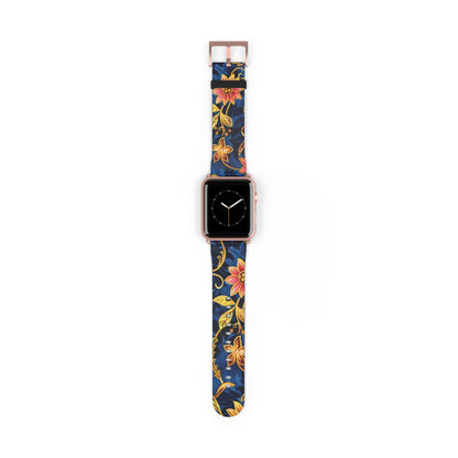 Floral Vine Watch Band – Navy Blue Vintage Floral Strap - DIGITAL X
