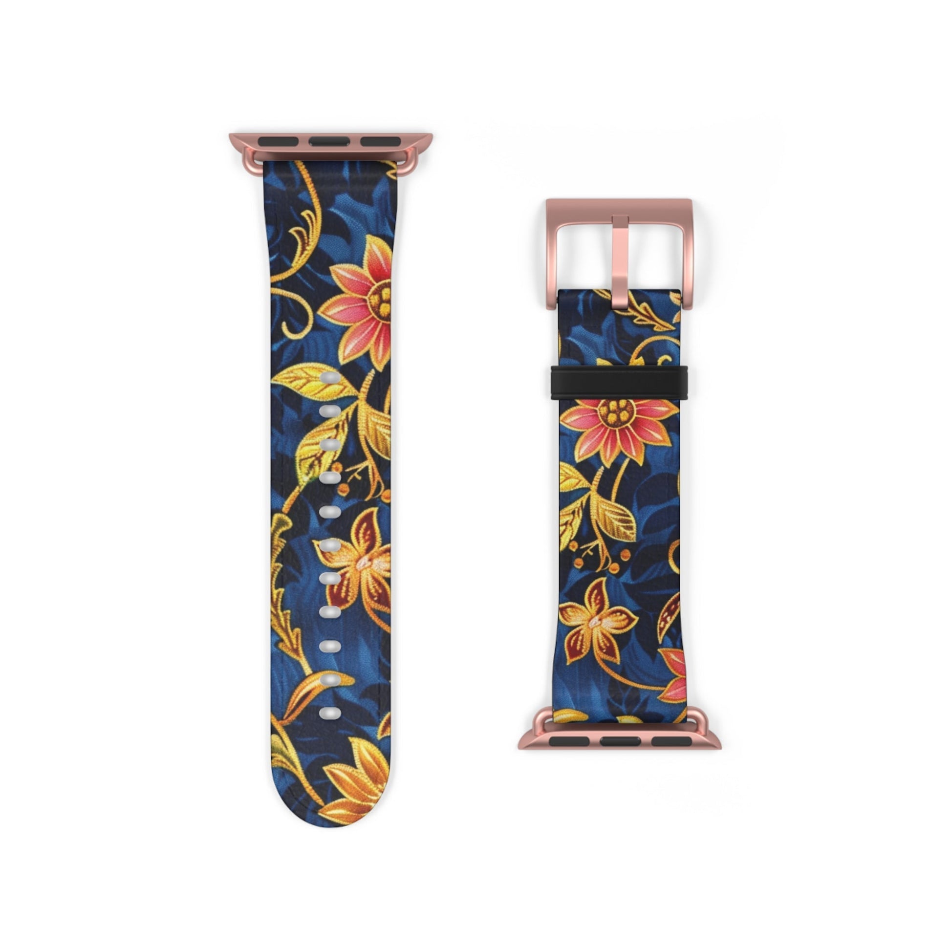 Floral Vine Watch Band – Navy Blue Vintage Floral Strap - DIGITAL X