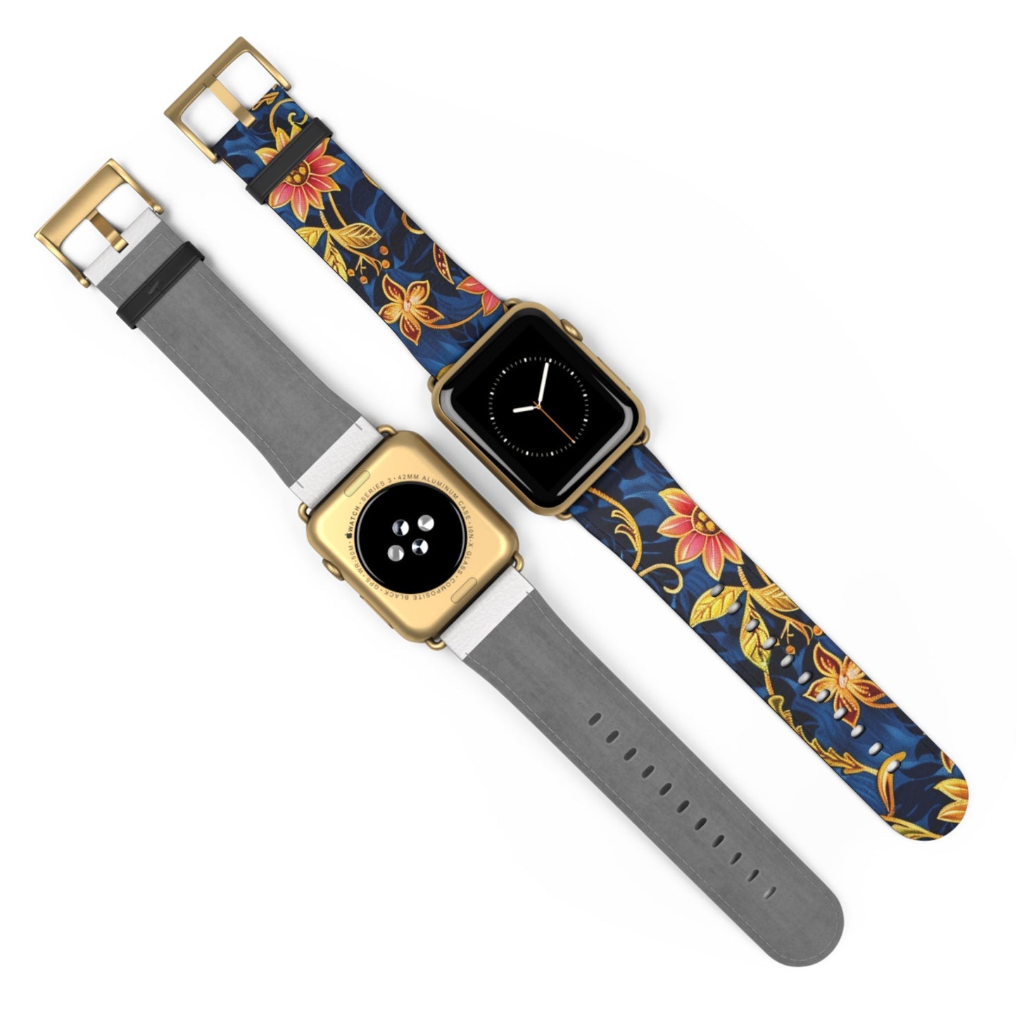 Floral Vine Watch Band – Navy Blue Vintage Floral Strap - DIGITAL X
