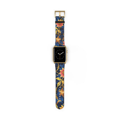Floral Vine Watch Band – Navy Blue Vintage Floral Strap - DIGITAL X