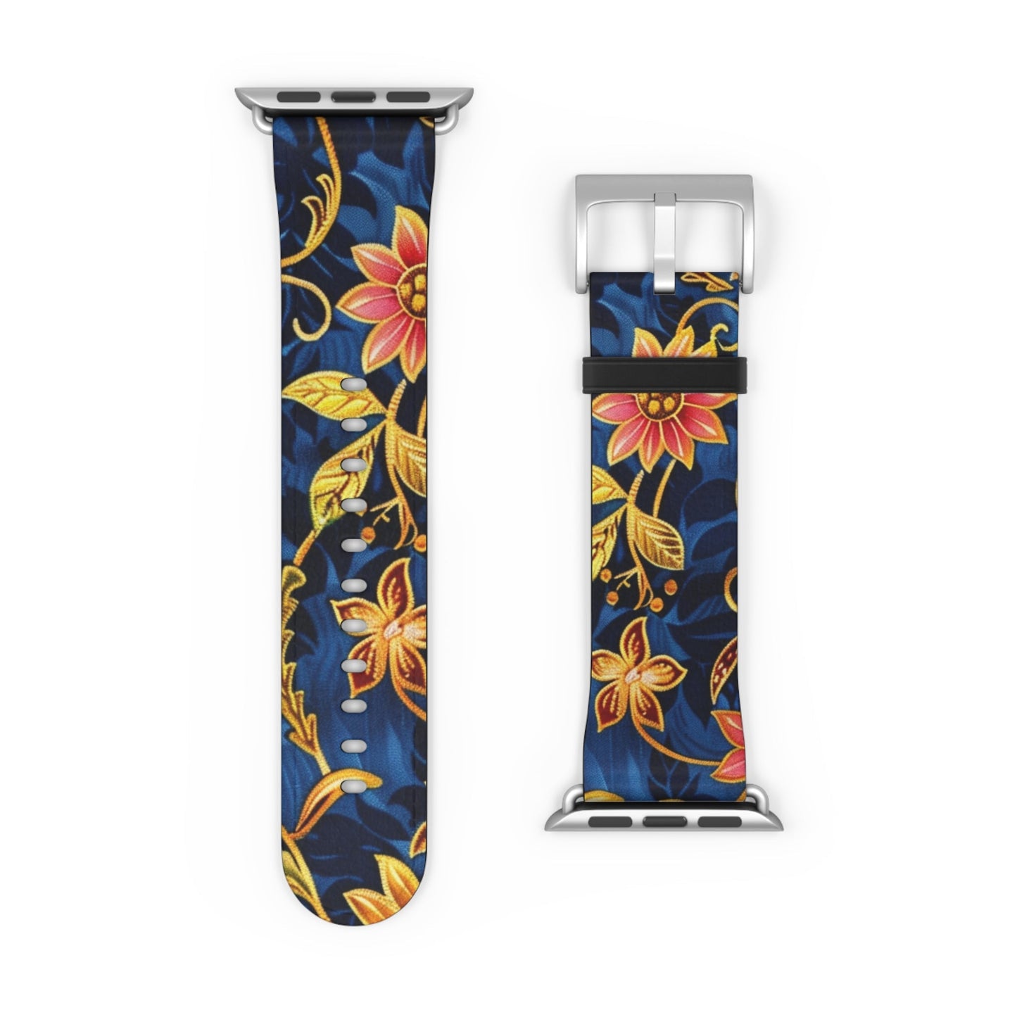 Floral Vine Watch Band – Navy Blue Vintage Floral Strap - DIGITAL X