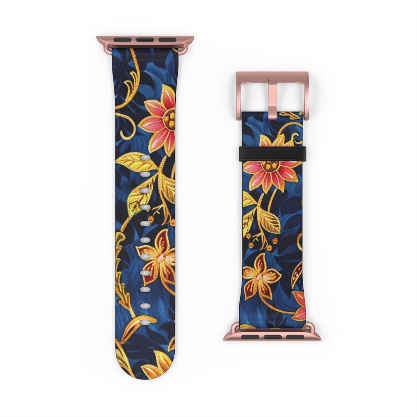 Floral Vine Watch Band – Navy Blue Vintage Floral Strap - DIGITAL X