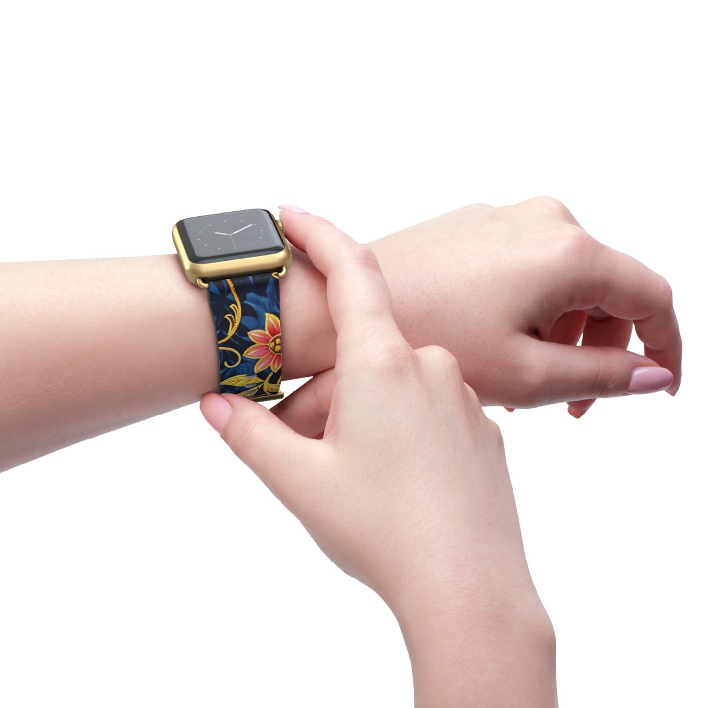 Floral Vine Watch Band – Navy Blue Vintage Floral Strap - DIGITAL X