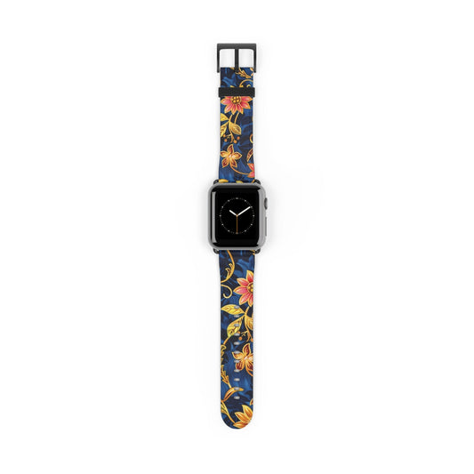 Floral Vine Watch Band – Navy Blue Vintage Floral Strap - DIGITAL X