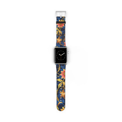 Floral Vine Watch Band – Navy Blue Vintage Floral Strap - DIGITAL X