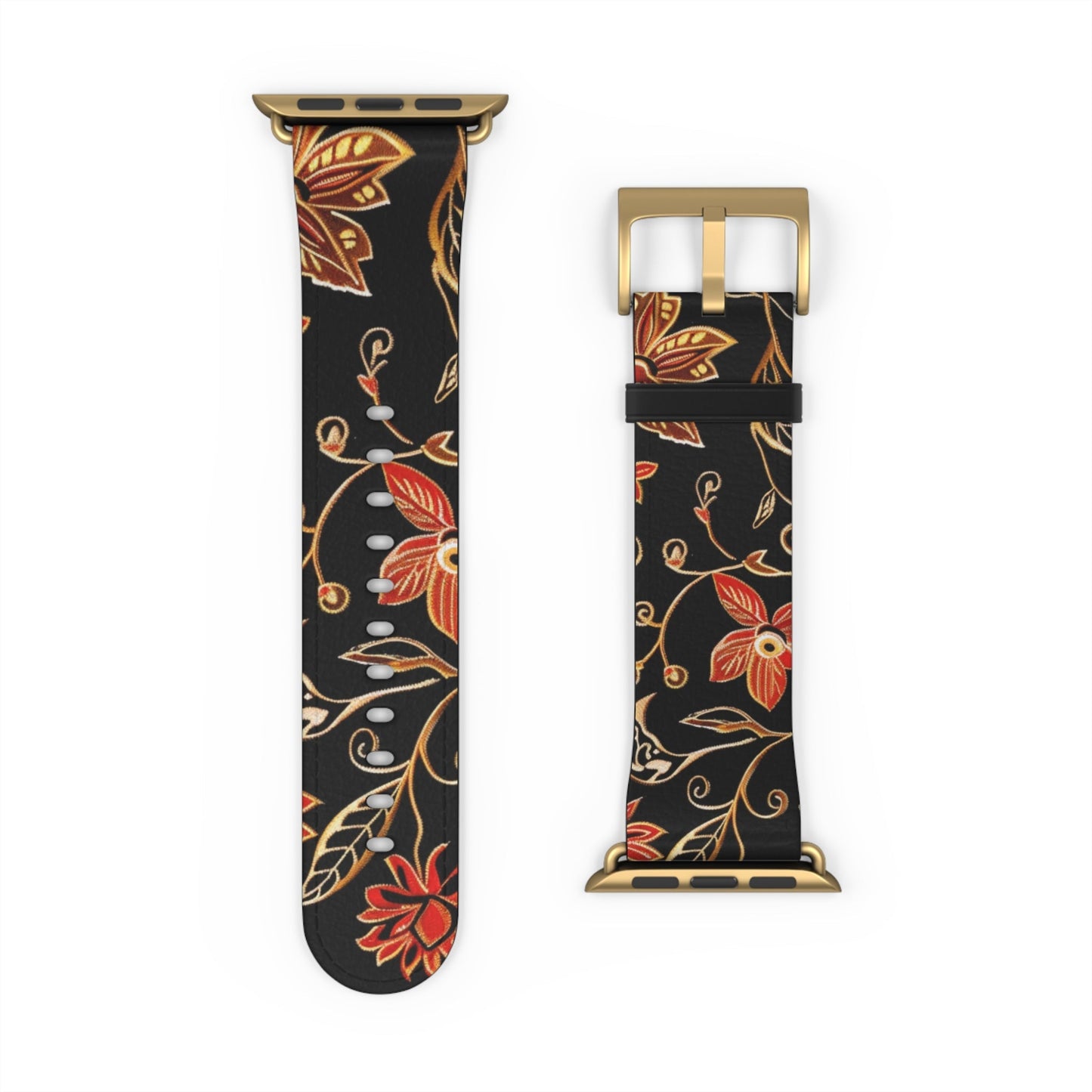Floral Vines Watch Band – Black & Rust Botanical Apple Watch Strap - DIGITAL X