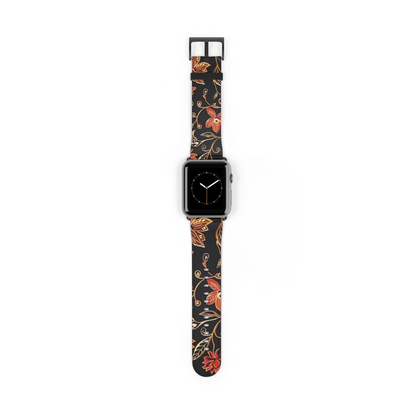 Floral Vines Watch Band – Black & Rust Botanical Apple Watch Strap - DIGITAL X