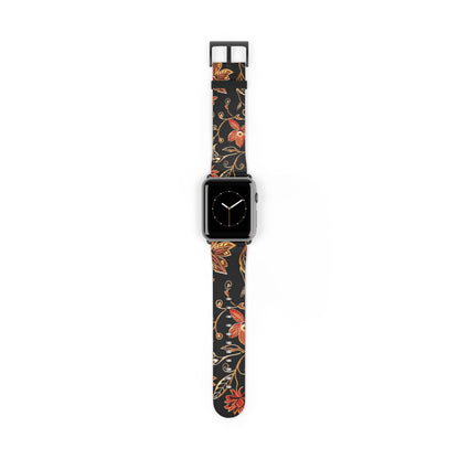Floral Vines Watch Band – Black & Rust Botanical Apple Watch Strap - DIGITAL X