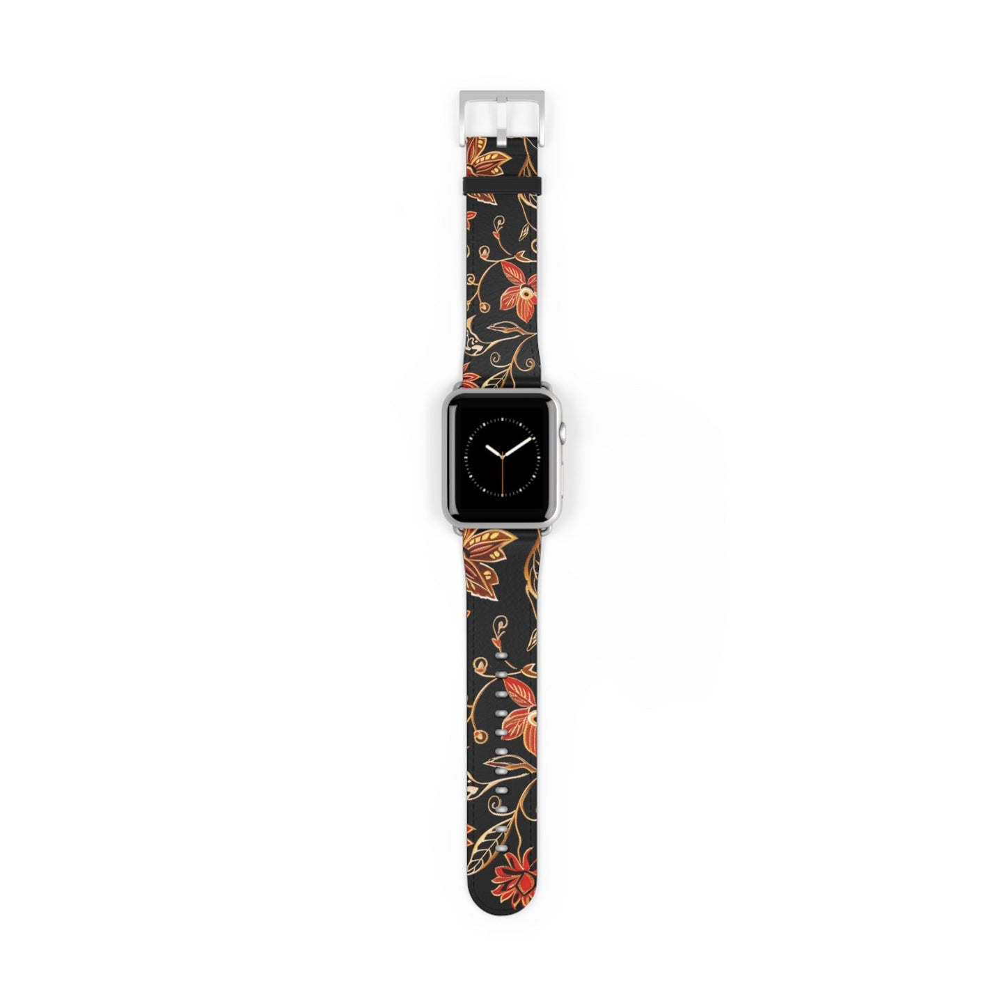 Floral Vines Watch Band – Black & Rust Botanical Apple Watch Strap - DIGITAL X