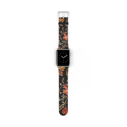 Floral Vines Watch Band – Black & Rust Botanical Apple Watch Strap - DIGITAL X