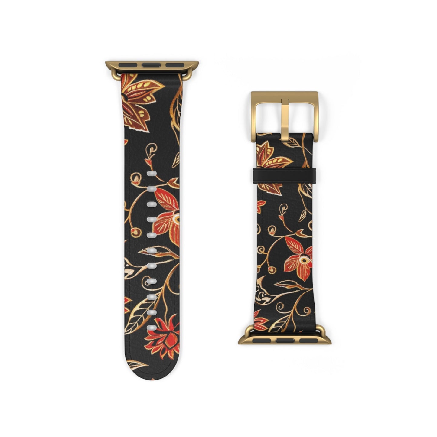 Floral Vines Watch Band – Black & Rust Botanical Apple Watch Strap - DIGITAL X