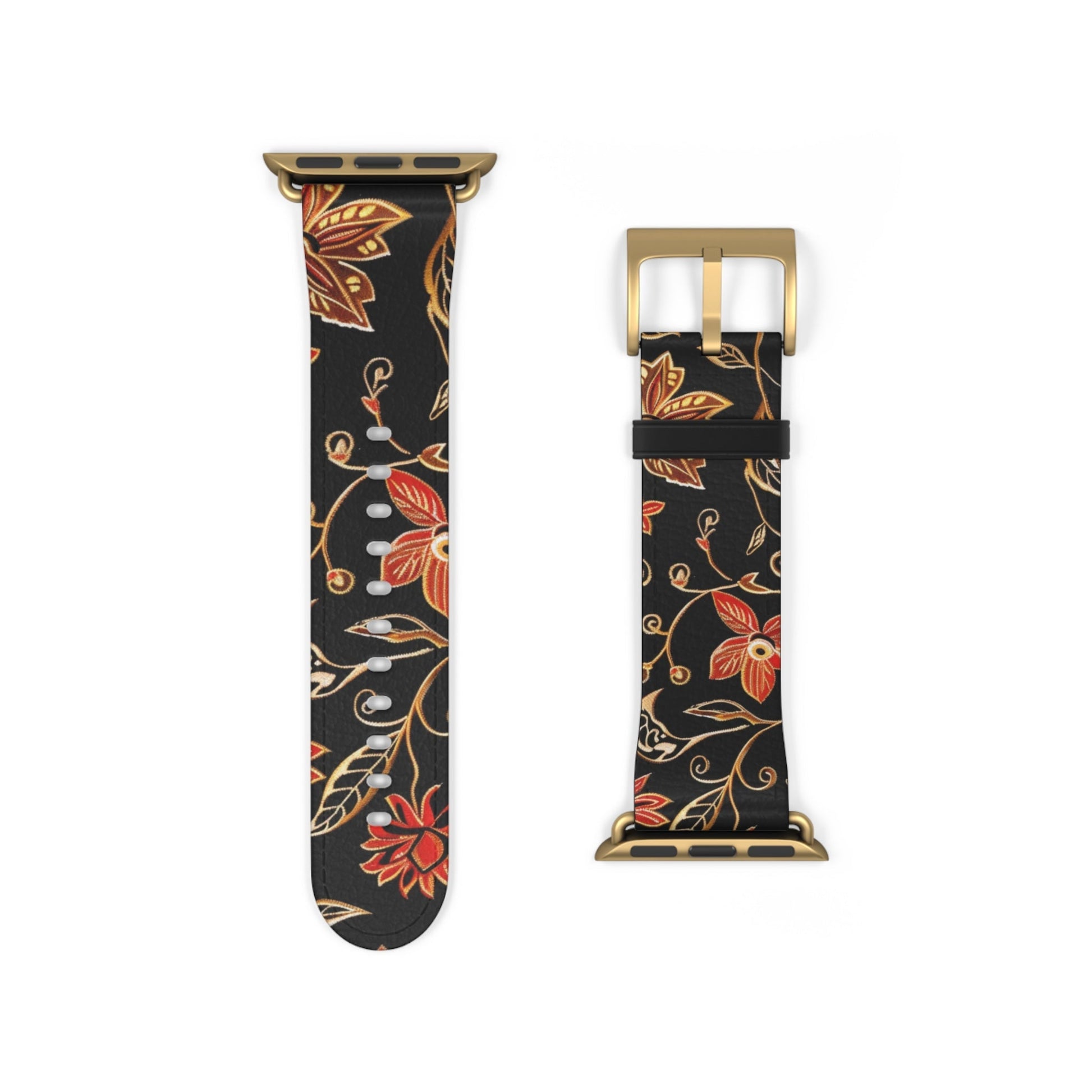 Floral Vines Watch Band – Black & Rust Botanical Apple Watch Strap - DIGITAL X