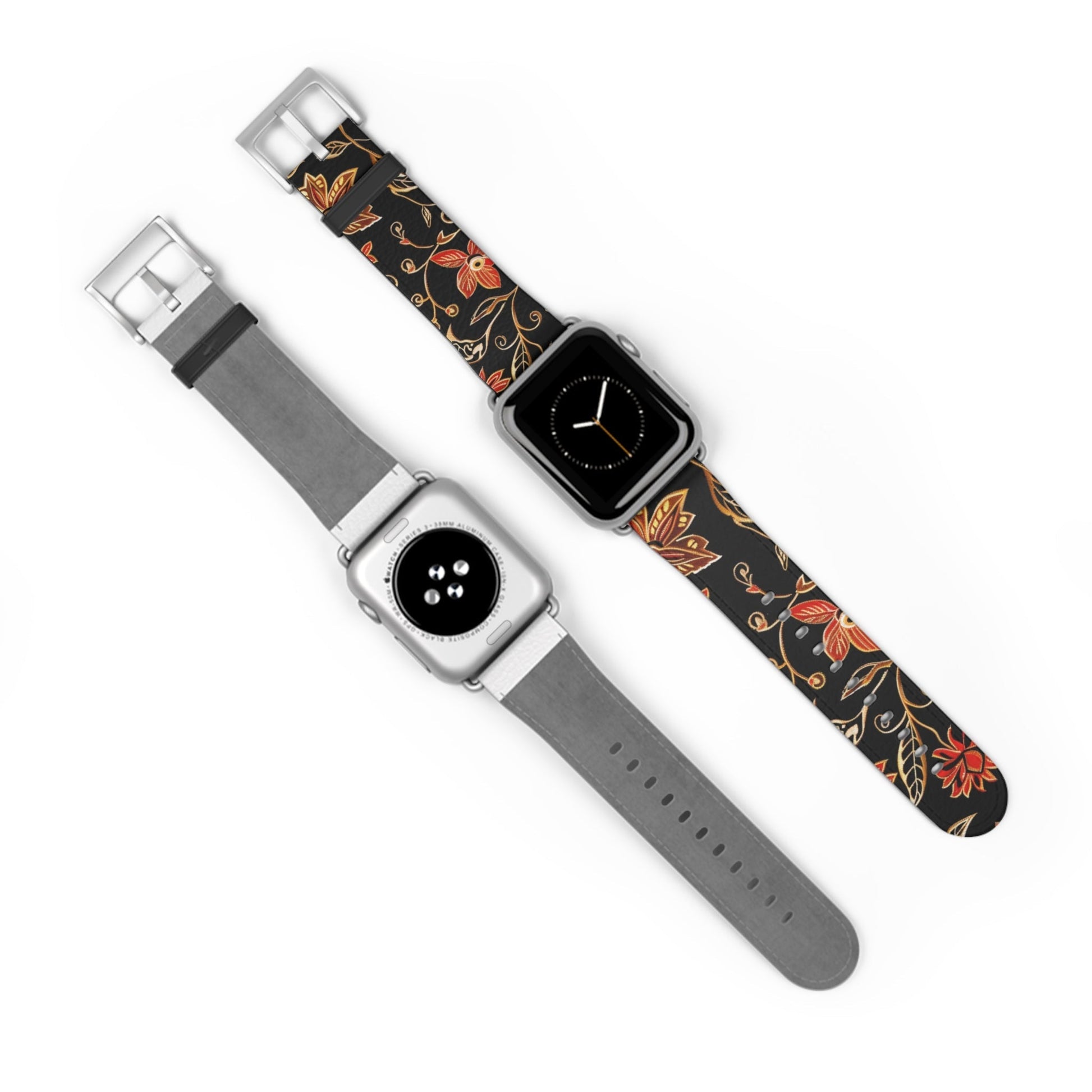 Floral Vines Watch Band – Black & Rust Botanical Apple Watch Strap - DIGITAL X