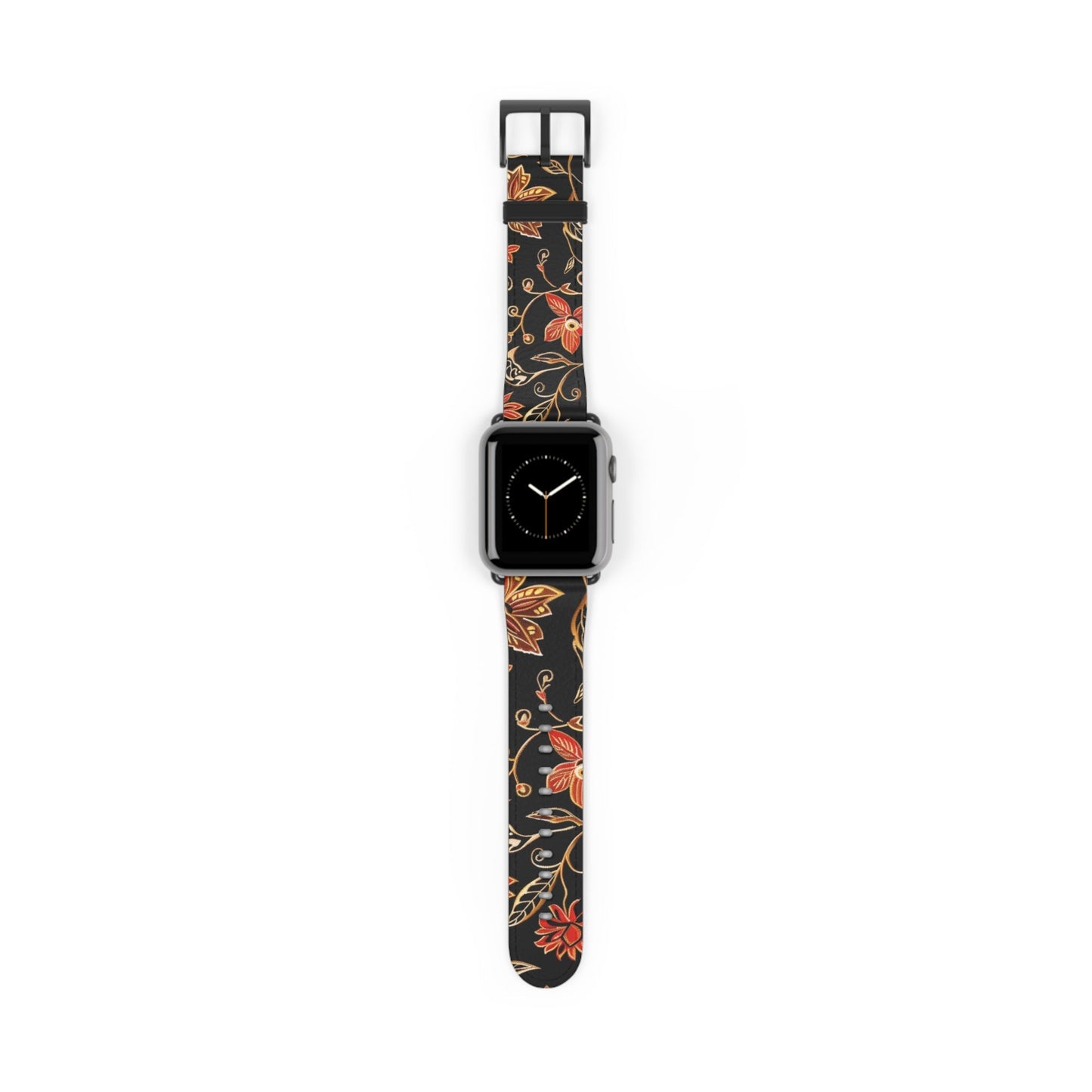Floral Vines Watch Band – Black & Rust Botanical Apple Watch Strap - DIGITAL X