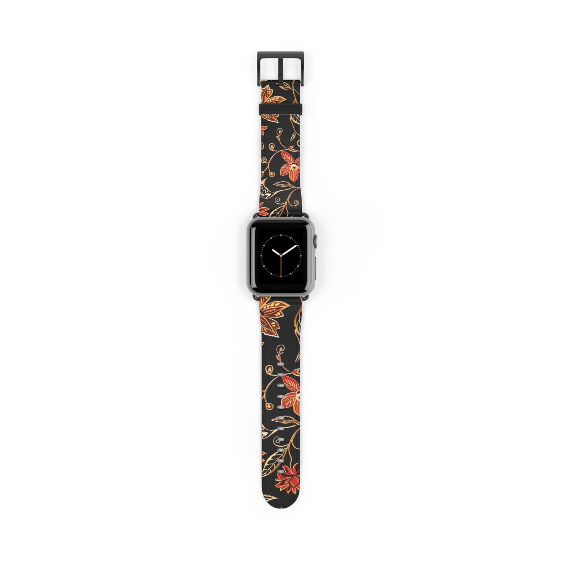 Floral Vines Watch Band – Black & Rust Botanical Apple Watch Strap - DIGITAL X