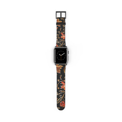 Floral Vines Watch Band – Black & Rust Botanical Apple Watch Strap - DIGITAL X