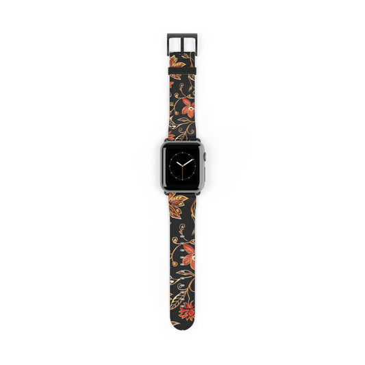 Floral Vines Watch Band – Black & Rust Botanical Apple Watch Strap - DIGITAL X