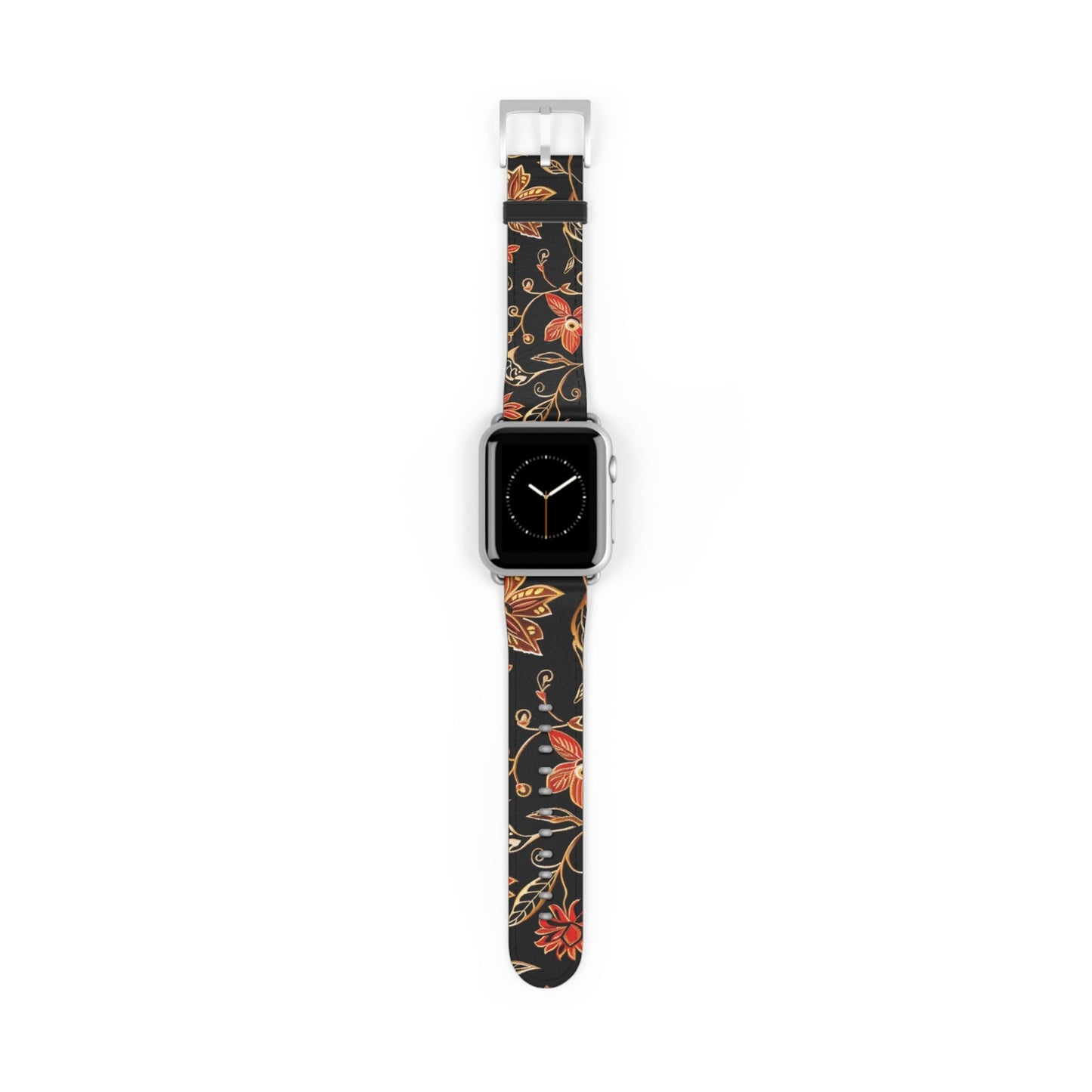 Floral Vines Watch Band – Black & Rust Botanical Apple Watch Strap - DIGITAL X