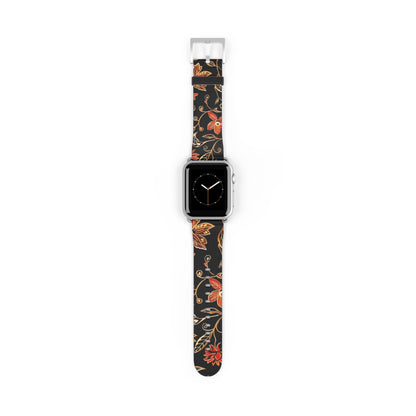 Floral Vines Watch Band – Black & Rust Botanical Apple Watch Strap - DIGITAL X