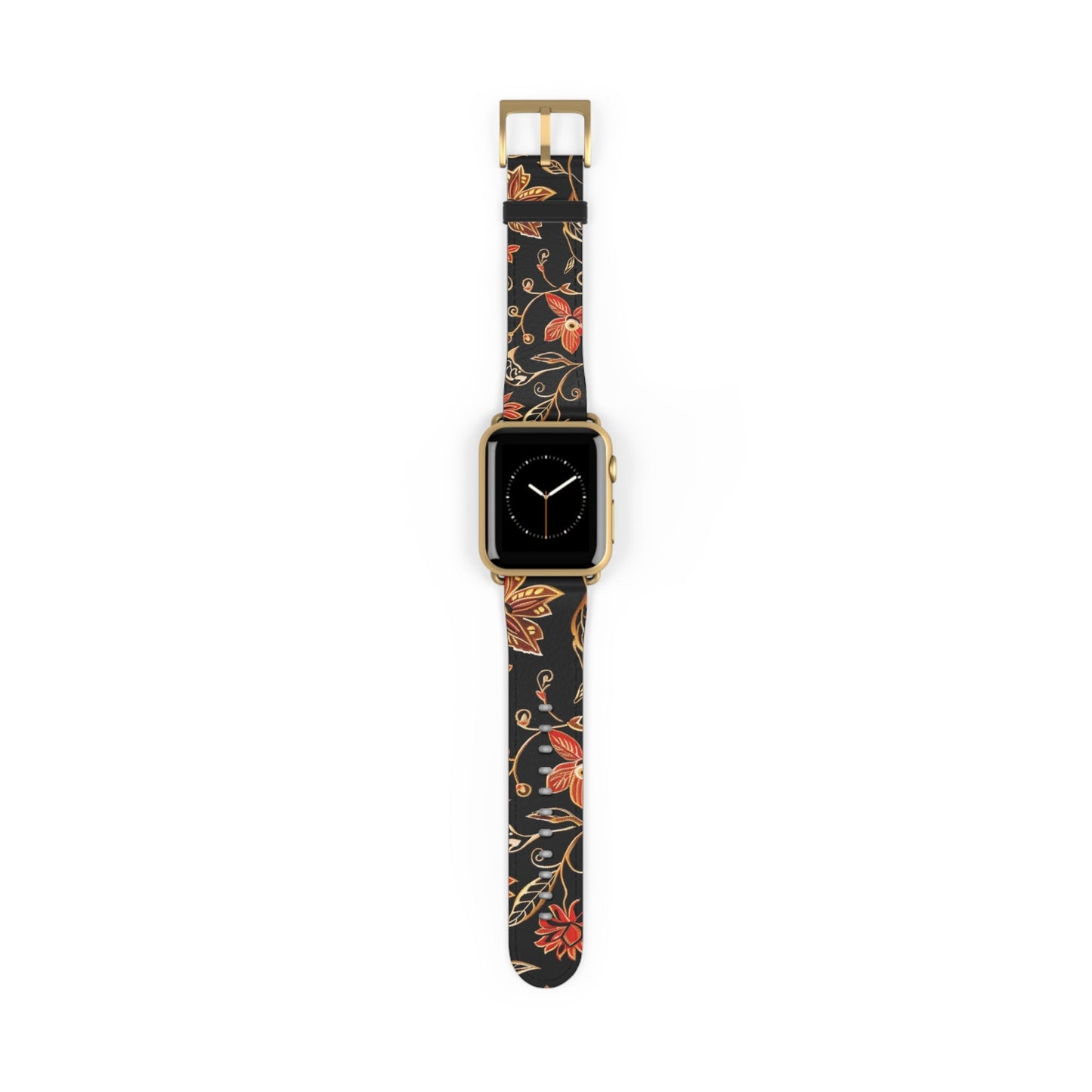 Floral Vines Watch Band – Black & Rust Botanical Apple Watch Strap - DIGITAL X