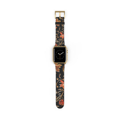 Floral Vines Watch Band – Black & Rust Botanical Apple Watch Strap - DIGITAL X