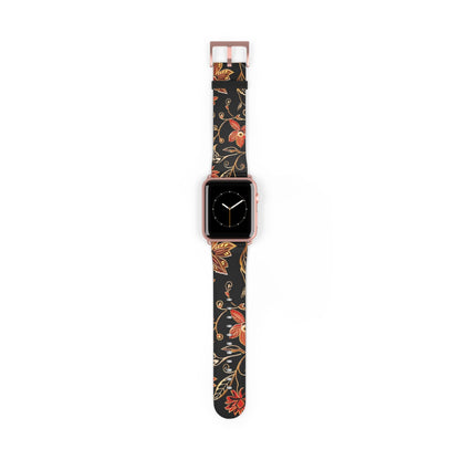 Floral Vines Watch Band – Black & Rust Botanical Apple Watch Strap - DIGITAL X