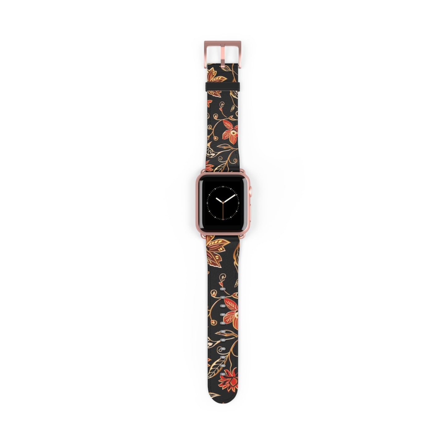 Floral Vines Watch Band – Black & Rust Botanical Apple Watch Strap - DIGITAL X