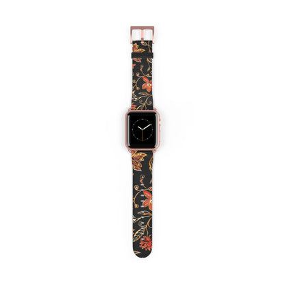 Floral Vines Watch Band – Black & Rust Botanical Apple Watch Strap - DIGITAL X