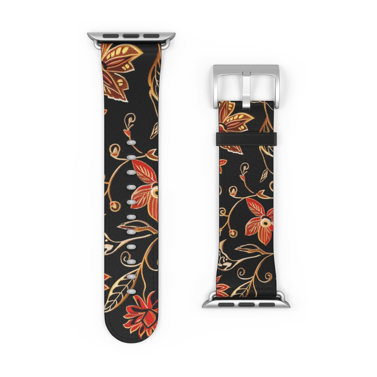 Floral Vines Watch Band – Black & Rust Botanical Apple Watch Strap - DIGITAL X