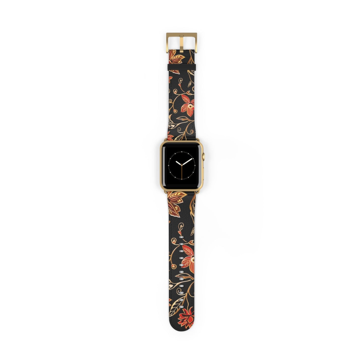 Floral Vines Watch Band – Black & Rust Botanical Apple Watch Strap - DIGITAL X
