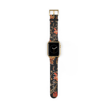 Floral Vines Watch Band – Black & Rust Botanical Apple Watch Strap - DIGITAL X