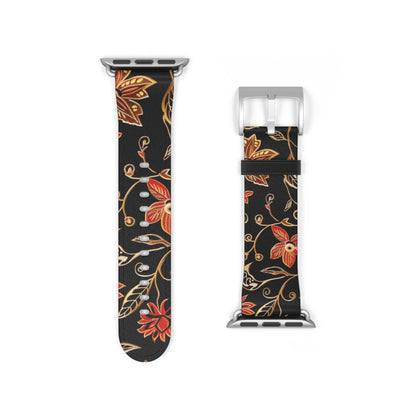 Floral Vines Watch Band – Black & Rust Botanical Apple Watch Strap - DIGITAL X