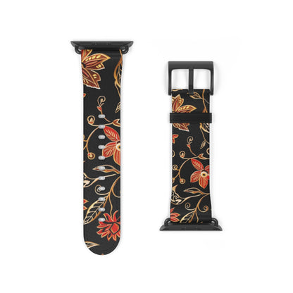 Floral Vines Watch Band – Black & Rust Botanical Apple Watch Strap - DIGITAL X