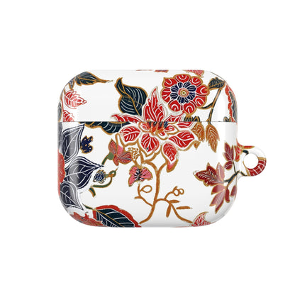 Floral Vintage AirPod Case — Red & Navy Botanical Protective Cover - DIGITAL X