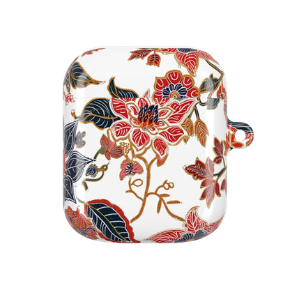 Floral Vintage AirPod Case — Red & Navy Botanical Protective Cover - DIGITAL X