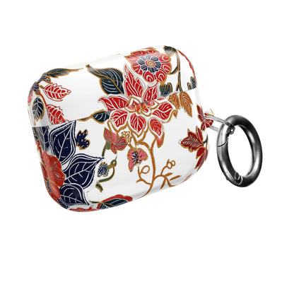 Floral Vintage AirPod Case — Red & Navy Botanical Protective Cover - DIGITAL X