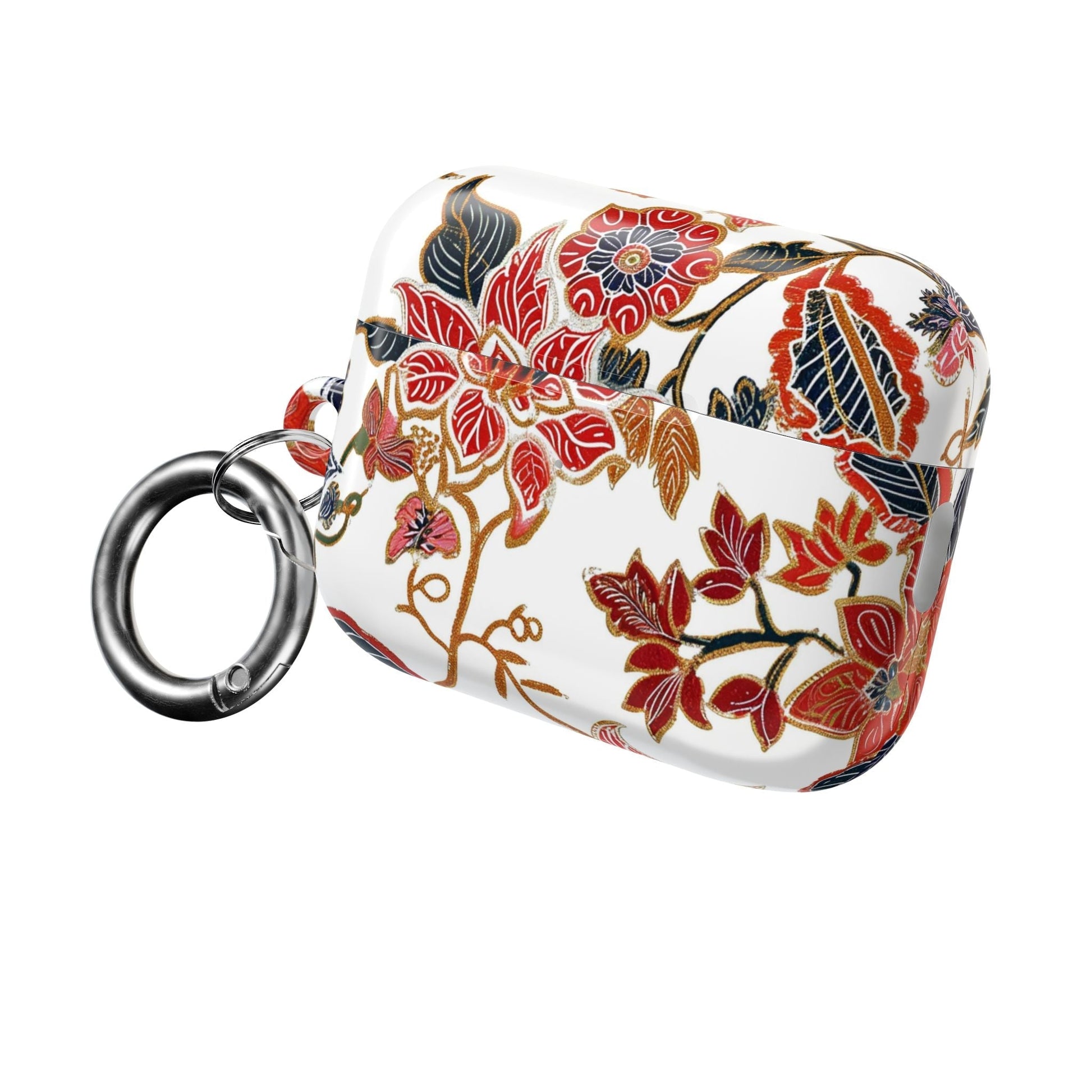 Floral Vintage AirPod Case — Red & Navy Botanical Protective Cover - DIGITAL X