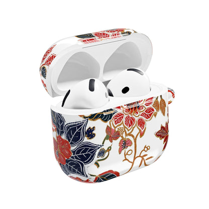Floral Vintage AirPod Case — Red & Navy Botanical Protective Cover - DIGITAL X