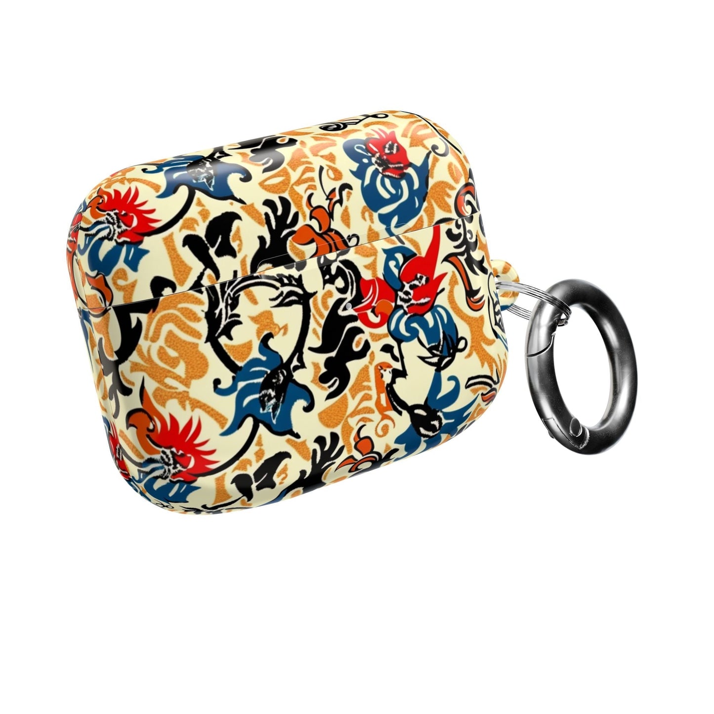 Floral Vintage AirPod Case – Retro Blue & Red Tattoo - Style Protection - DIGITAL X