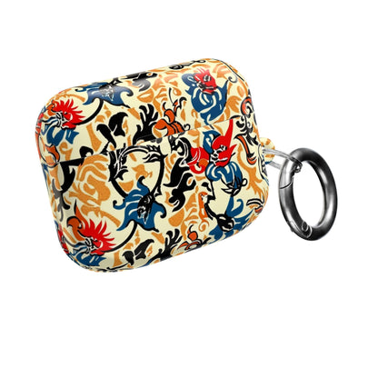 Floral Vintage AirPod Case – Retro Blue & Red Tattoo - Style Protection - DIGITAL X