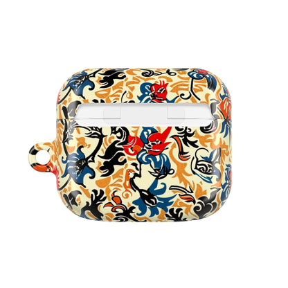 Floral Vintage AirPod Case – Retro Blue & Red Tattoo - Style Protection - DIGITAL X