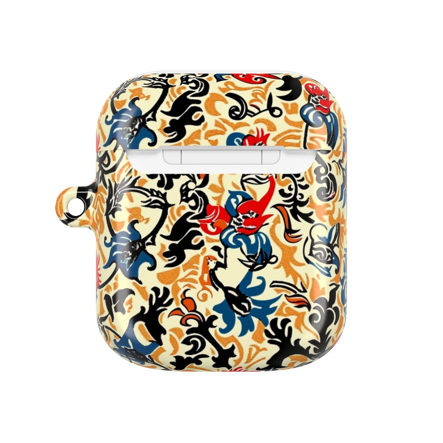 Floral Vintage AirPod Case – Retro Blue & Red Tattoo - Style Protection - DIGITAL X