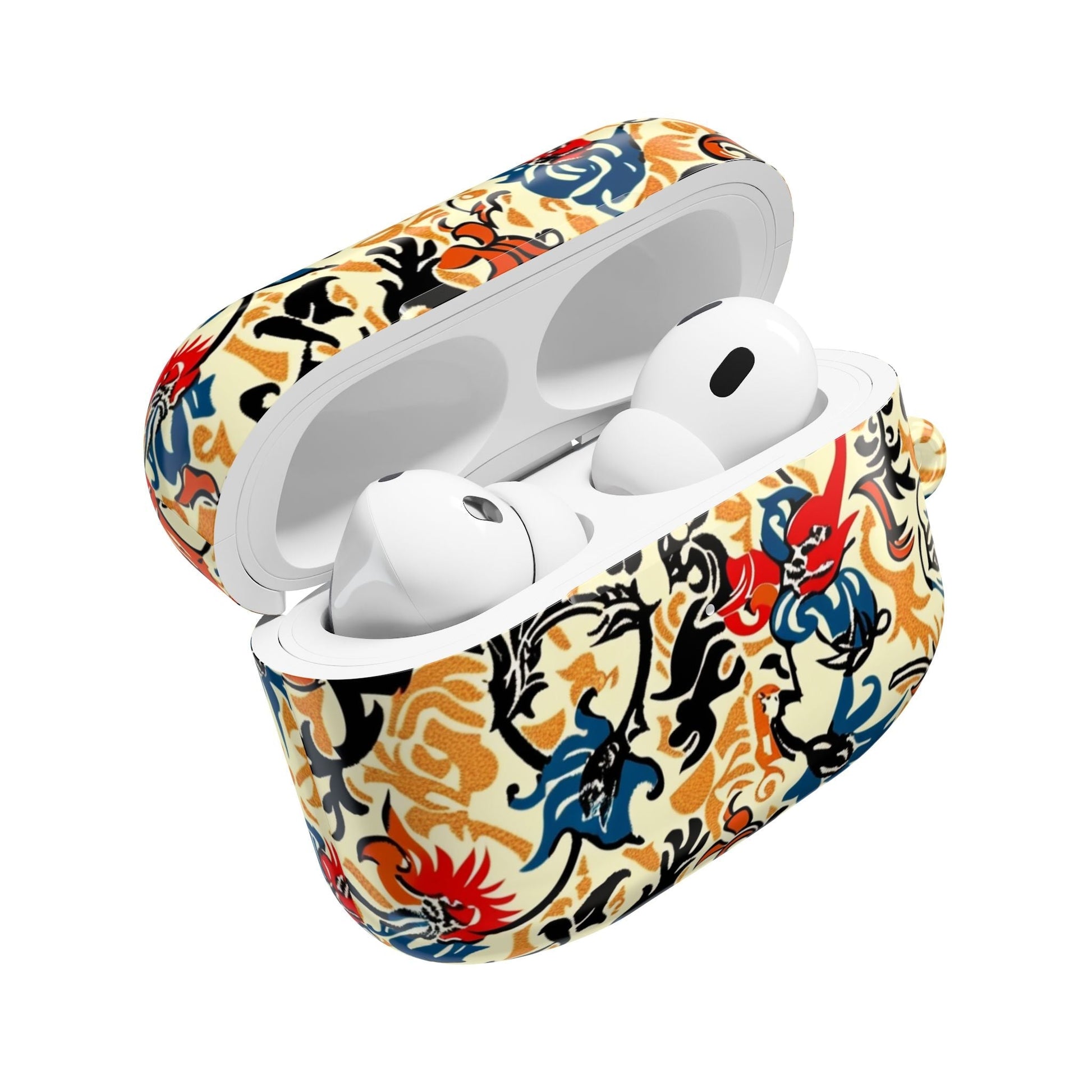 Floral Vintage AirPod Case – Retro Blue & Red Tattoo - Style Protection - DIGITAL X