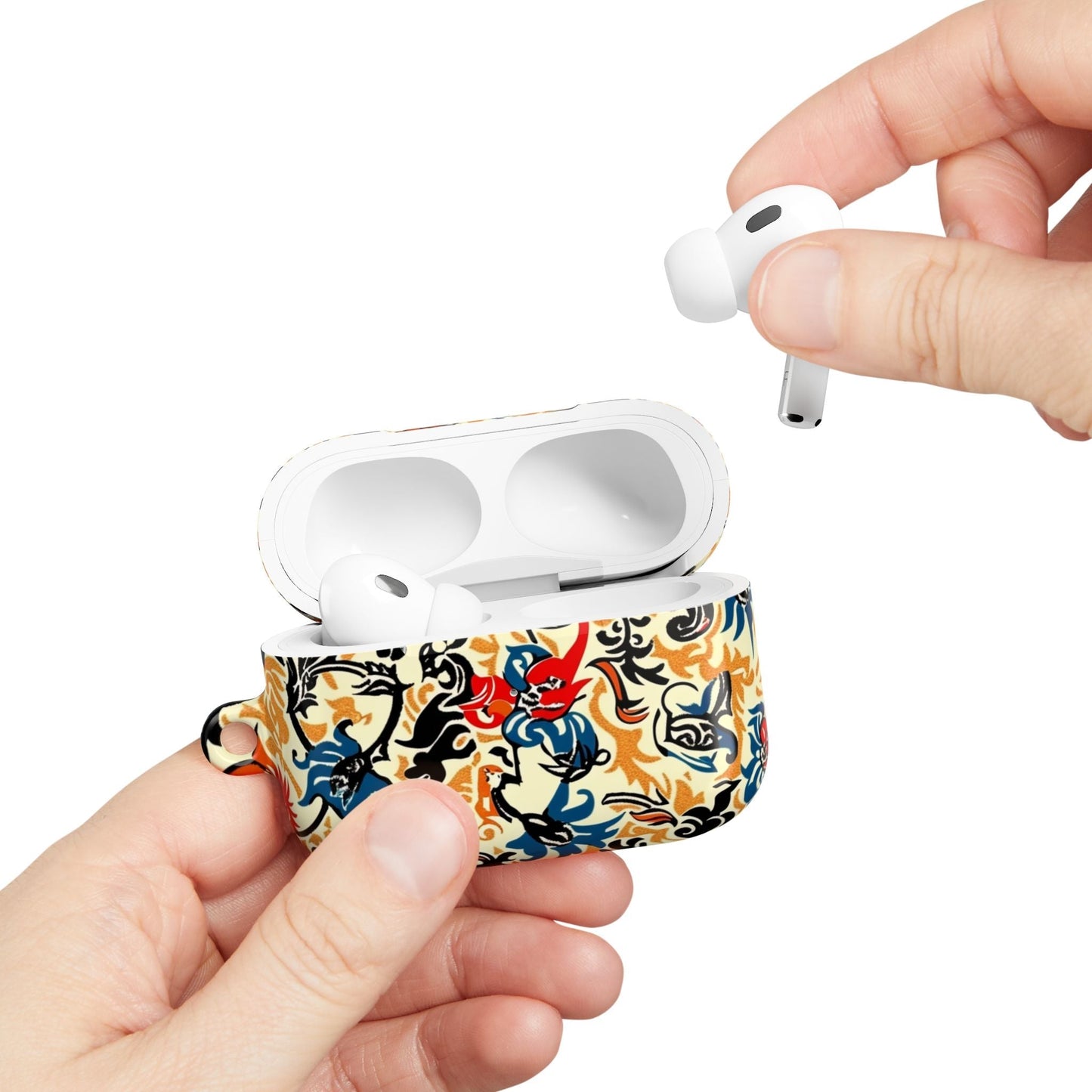 Floral Vintage AirPod Case – Retro Blue & Red Tattoo - Style Protection - DIGITAL X