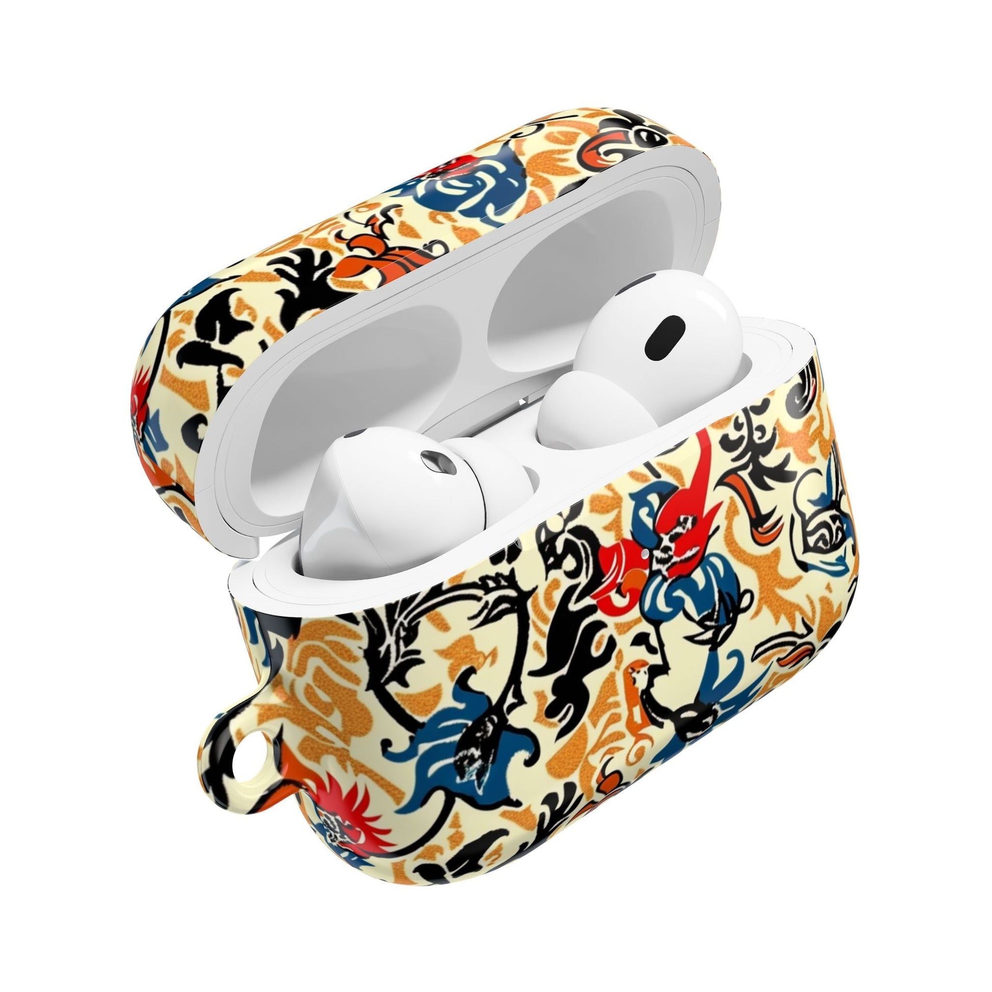 Floral Vintage AirPod Case – Retro Blue & Red Tattoo - Style Protection - DIGITAL X
