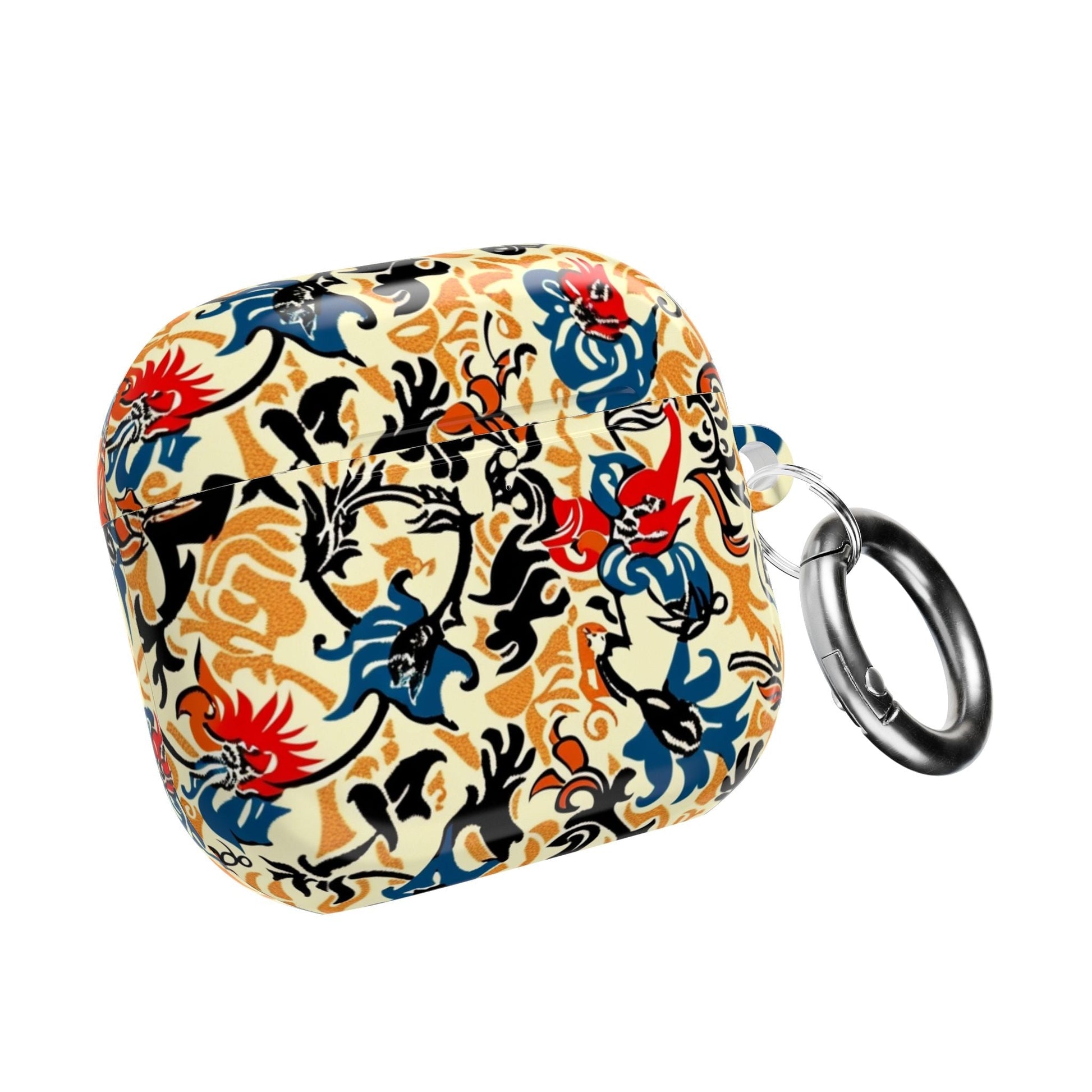Floral Vintage AirPod Case – Retro Blue & Red Tattoo - Style Protection - DIGITAL X