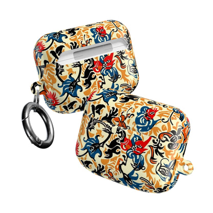 Floral Vintage AirPod Case – Retro Blue & Red Tattoo - Style Protection - DIGITAL X